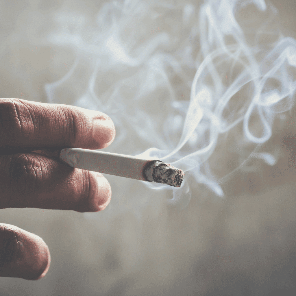Photo d'une cigarette dans une main